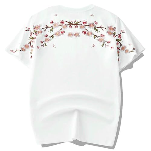 T-shirt broderie fleur coton de qualité supérieure style streetwear masculin et féminin