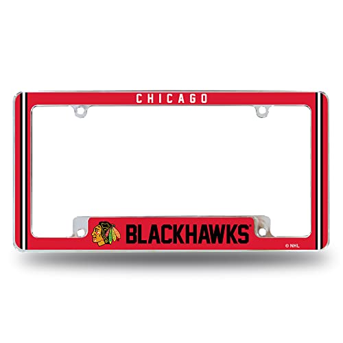Rico Industries NHL Chicago Blackhawks Classic 12" x 6" Chrome All Over Automotive License Plate Frame for Car/Truck/SUV