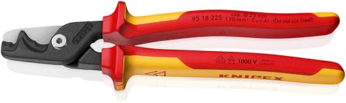 KNIPEX StepCut XL Kabelschere mit Stufenschnitt isolierender Mehrkomponenten-Griff, VDE-geprüft brüniert 225 mm, 95 18 225