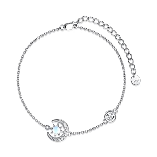 Bracelet en pierre de lune avec zircon en argent sterling 925 pour femmes et filles, Argent sterling Cover