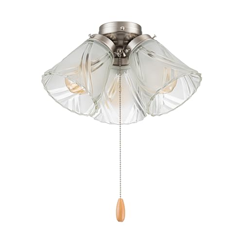 Three-Light Ceiling Fan Light Kit, Brushed Nickel