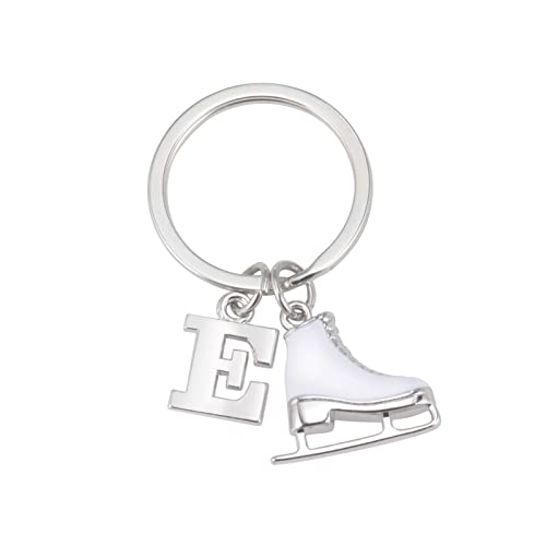 LIKGREAT Pattino di ghiaccio portachiavi figura pattinaggio Keychains iniziale pattinaggio su ghiaccio fascino portachiavi inverno Natale decorazione regali per le donne ragazze (E)