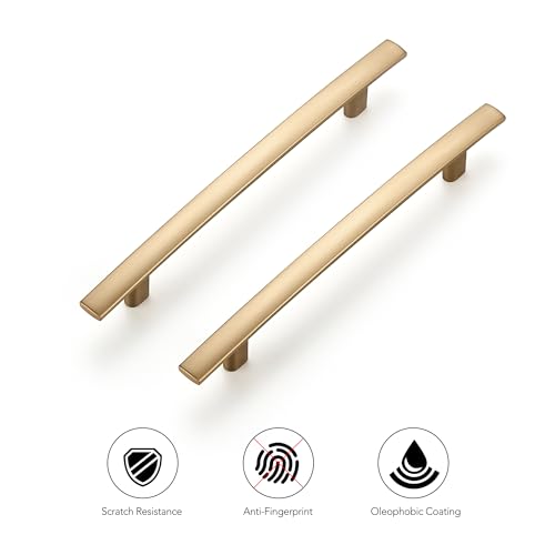 Image of Ravinte 20 Pack Cabinet Handles Champagne Bronze Cabinet Pulls Kitchen Cabinet Handles,Curved Drawer Pulls in 7-1 /4 Inch Length with 5 Inch Hole Center Arch Kitchen Cabinet Hardware