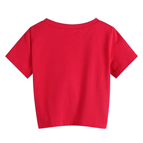 Image of Arshiner Girls Casual Tie Dye Short-Sleeve T-Shirt Cute Print Summer Blouse for Girls Twist Front Tunic Tee Tops