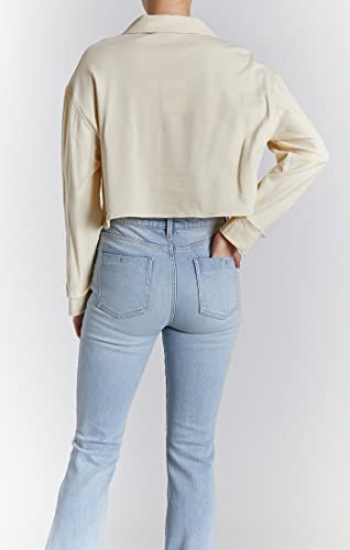 Image of O A T NEW YORK Women's Luxury Clothing Short Sleeve Pull on Cropped Sweater, Comfortable & Stylish
