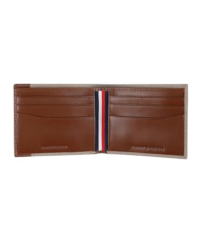Image of Tommy Hilfiger Mens Two-Tone Leather Slim Bifold Wallet with ID Window