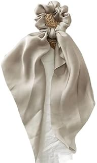Hair Scrunchies Satin Silk Hair Scarf Band Ponytail Holder Elastics Scrunchy Ties Solid Soft Ropes for Women Girls 1 Pc (Gray)