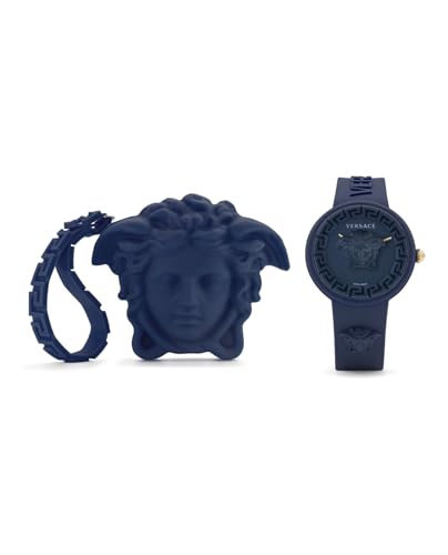 Versace Medusa Pop Collection Luxury Womens Watch Timepieces with a Navy Strap, Case and Dial4