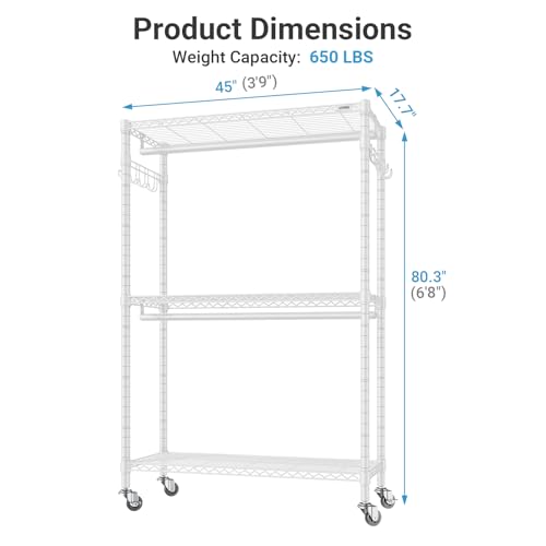 Image of VIPEK R2 Plus Clothing Rack Heavy Duty Rolling Closet for Hanging Clothes