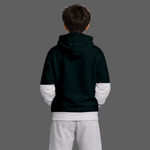 Image of Viitor Boys Hooded Neck Sweatshirt | Soft Cotton Fleece Blend Full Sleeve Zipper Hoodie for Kids & Teens Dark Green