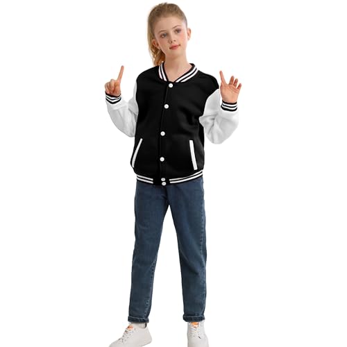 Kids Varsity Jacket Boys Baseball Jacket Sports Outerwear Coat for Girls School Uniform2