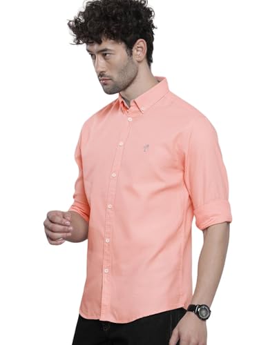 Image of The Indian Garage Co Men Slim Fit Placement Embroidered Full Sleeves Cutaway Collar Casual Shirt