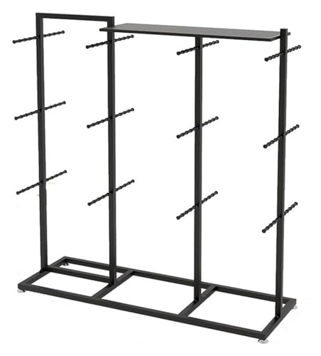 YNBSHGAA Clothes RackFloor to Ceiling Clothing Store Garment Rack with Double Sided Socks Display Adjustable Wrought Iron Slippers Shelf and 40 Hooks for Underwear and Gloves Whit,Black-120x40x135cm