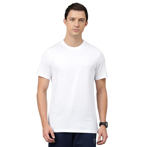 Van Heusen Men's Cotton Regular Fit Solid T-Shirt Crew Neck, Shor...