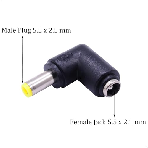 Adaptador Conector DC Power Ángulo 90° 5.5x2.5 a 5.5x2.1 mm miniatura 3