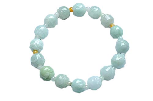 WBYSFR Bracelet en Jade Naturel de qualité A pour Hommes Femmes, Perles cireuses de Birmanie