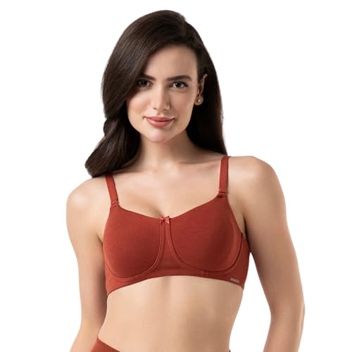 Image of Amante Women's Essential Comfort Non-Padded Non-Wired Full Coverage T-Shirt Bra | Seamless Cotton Blend | Moisture-Wicking Fabric | All-Day Support Bra