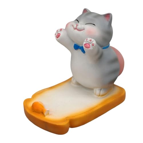 Soporte para teléfono Moyeetings de resina, divertido regalo de gato gris para escritorio