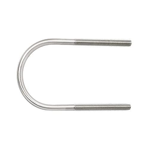 Image of Round U-Bolts 1.97 inch(50mm) Inner Width M6 Thread 304 Stainless Steel Silver with Plates Nuts Flat Washers for Car /RV /Trailer Bumper, 4Pcs