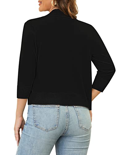 Women's 3/4 Sleeve Cropped Cardigan Sweaters Open Front Bolero Short Shrugs S-XL4