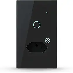 Interruptor Inteligente Wi-Fi Preto1 Botão 2.4 GHz Touch Tomada Bivolt, Compatível com Alexa, Google Home, Tuya, Neutro Paralelo Virtual