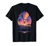 Balloon Dawn Glow Basket Lantern October Field Badge T-Shirt