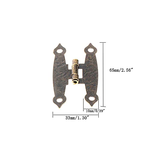Dophee 8Pcs Antique Bronze H Shape Cabinet Hinges, Furniture Decorative Hinges, Interior Hinges For Doors Windows Kitchen Cupboard Wardrobe Wooden Boxes With Mounting Screws, 2.56"X1.30" #TOP3