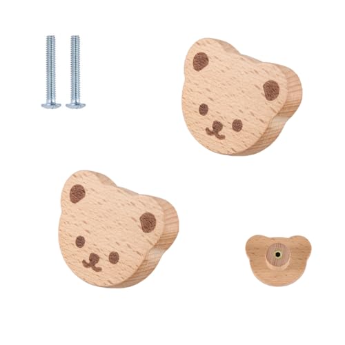 HY HUIJUN Lot de 2 Boutons d'armoire en Bois Animaux Décoratifs en Bois,commode, Tirant, Bois, Boutons de Meubles, Chambre D'enfant, Poignées de Tiroir Pour...