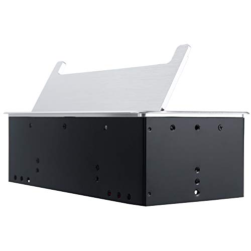 Conference Table Power Module-Tabletop Multimedia Connectivity Box Outlet,with 2 Electric Power Outlets,2 Ethernet Port,USB and HDMI(silver)