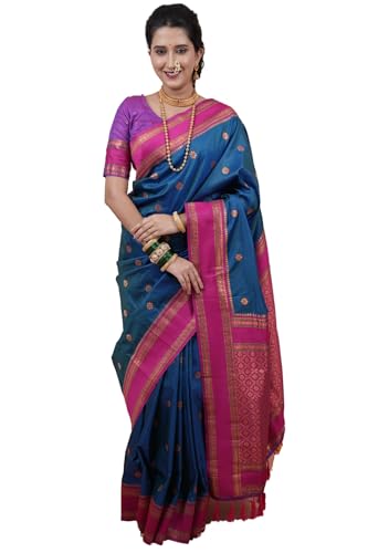 Image of SGF11 Women's Kanjivaram Pure Soft Silk Saree With Unstitched Blouse Piece