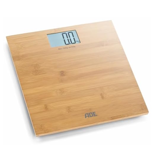 ADE Digitale Personenwaage BE 925 Martina. Elektronische Badezimmerwaage mit Wiegefläche aus echtem Bambus. Zur genauen Gewichtsbestimmung bis 150 kg. Mit großem Display. Inklusive Batterie. Braun