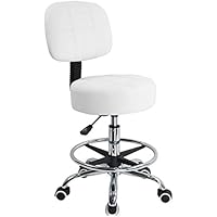 KKTONER Taburete de Laboratorio de Cuero PU Giratorio Redondo