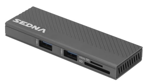 Caja externa USB 3.2 Gen II para SSD M.2 NVMe con hub y lector miniatura 2