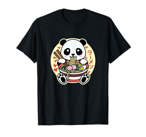 Kawaii Ramen Lindo Anime Panda Japonés Asiático Fideos Camiseta