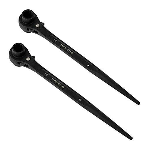 DAKCOS Clé d'échafaudage 2 pièces 19/22 mm Cliquet d'échafaudage réversible droite/gauche Cliquet d'échafaudage en CR-V