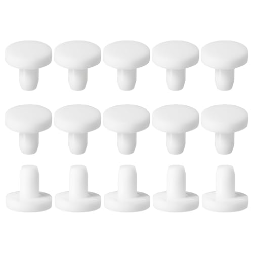 QUARKZMAN 15Pcs Bouchon De Trou en Silicone, Bouchon en Caoutchouc Solide en T Étanche Bouchon De Bouteille Bouchon De Tube pour Trou De 5mm/0.2 pour Baignoire Bouteille, 0.31, Blanc