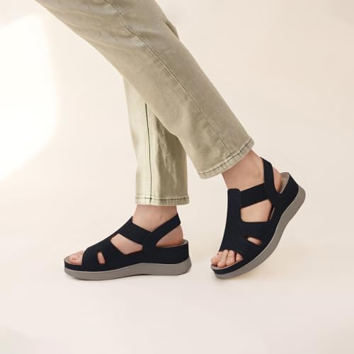 Image of SHIBEVER Wedge Sandals Women Comfortable: Sandals for Women 2026 Dressy Summer Ankle Strap Open Toe Low Heel Platform Wedges Shoes