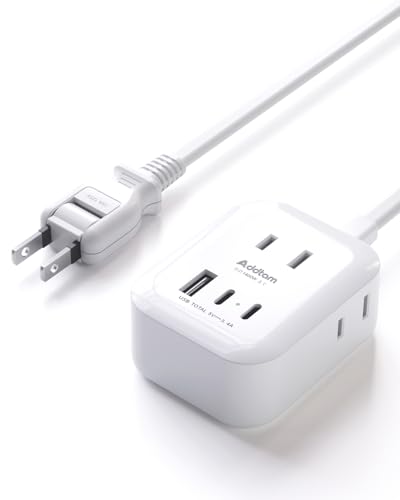 延長コード Addtam 国内・海外両用電源タップ usb付き usb-c 3個AC口 2個type-c 1個type-a コンセントタップ たこあしコンセント タコ足配線 テーブル スイングプラグ oaタップ 急速充電なし