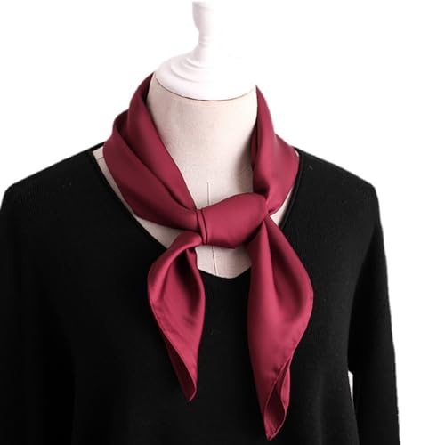 Silk Like Scarf Solid Color Scarf Lightweight Square Scarf Neck Head Scarf Soft Neckerchief Handkerchief Black2