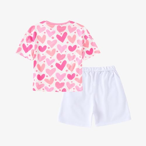 Image of Yoxindax Tween Girls Summer 2-Piece Outfit Set - Crew Neck Short Sleeve T-Cherry Print Shorts 7-14Y Summer Clothes