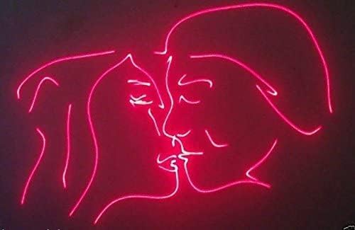 Laser pattern depicting two faces in a kissing embrace