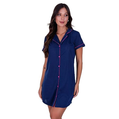 Camisola Amamentação Americana Pós Cirúrgica com Botões que abrem Tamanho:M;Cor:Azul;Genero:Mulher