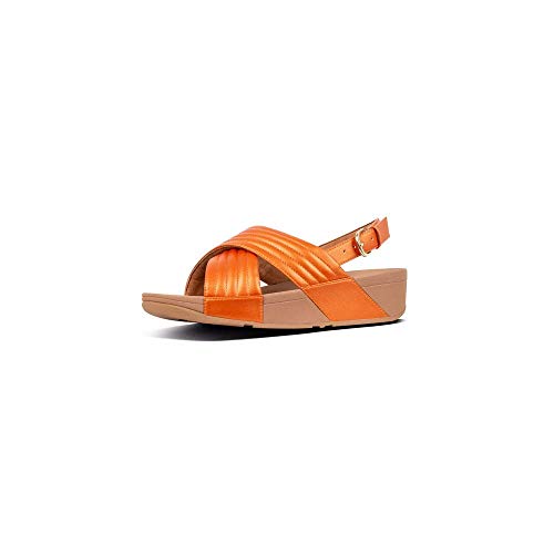 FITFLOP Women's LULU Padded Sandal, Amber ash, 7 M US