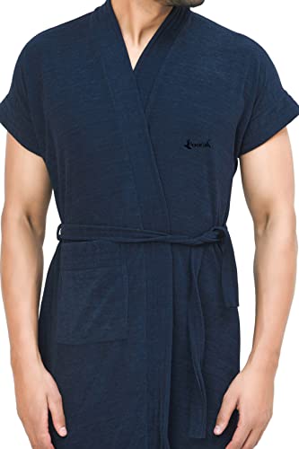 Image of Terry Bath robe For Men Fit Upto 42 inches Navy