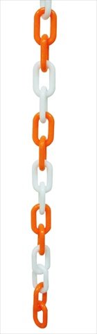 VIP Crowd Control 1888-50D 1.5 in. Dia. Plastic Chain - 50 ft. Length- Orange & White