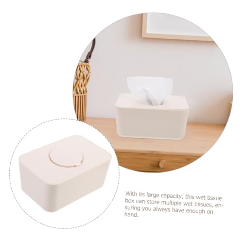 Distributeur de lingettes pour bébé rectangulaire silicone étanche beige - 5
