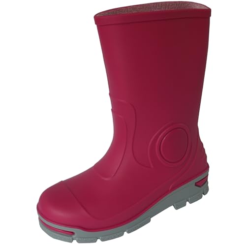 LOVRAIN Botas de agua impermeables unisex para niños, Pink, 27/28 EU