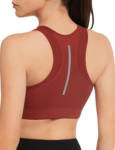 Yvette High Support Sports Bras For Women Double Deck Straps High Impact Mesh Zip Front Sports Bra For Running, Grey Pink, 2XL - View #2