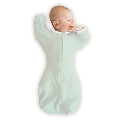 Image of SwaddleDesigns Organic Transitional Swaddle Sack, Arms Up Half-Length Sleeves & Mitten Cuffs, Most Gradual Transition Swaddle