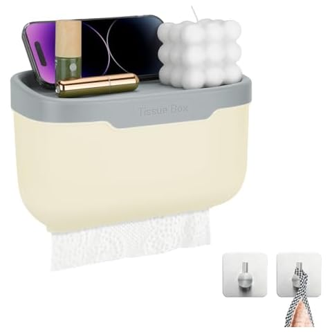Wall-Mounted Toilet Paper Holder with Hooks Cover